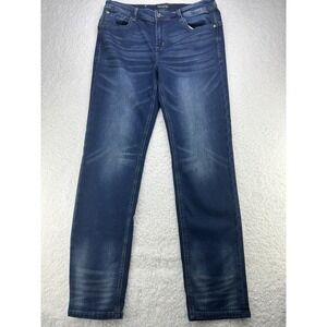 Grace In LA Jeans Womens 17 Stretch Blue Denim 35X33 Straight Leg Medium Wash